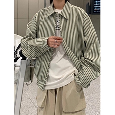 设计感拉链衬衫外套小众条纹冷淡系衬衣夹克JK009特P65，男装夹克，星座908-1