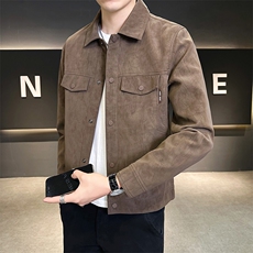 秋季2025新款夹克男翻领潮牌麂皮男装外套上衣服A313-PY58-P145，男装夹克，电商A313
