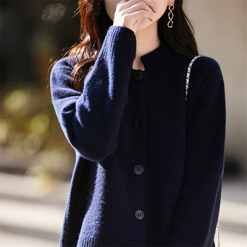 2025年秋季新款七针立领针织羊毛开衫时尚休闲通勤百搭，女装羊毛衫，片语羊绒