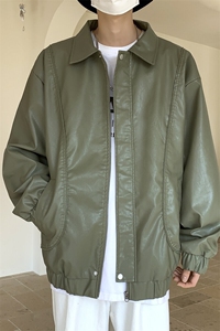 软皮衣服男士机车夹克翻领工装PU皮2025帅气短款JK2137-P80图片