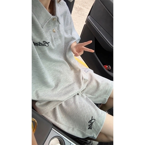polo衫潮情侣短袖套装T3670上衣特P31控59-DK8631裤子特P26控49图片