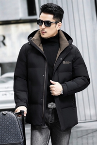 冬款90%白鸭绒中年羽绒服外套男中长款脱卸帽青年羽绒服外套大衣图片
