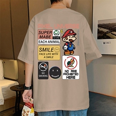 T568P26夏季新款港风纯棉短袖T恤ins衣服宽松半袖体恤上衣，男装T恤，星座304A