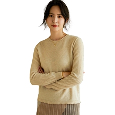 时尚百搭舒适山羊绒圆领毛衣秋冬新款显瘦华夫格针织衫，女装羊绒衫，绒美人羊绒