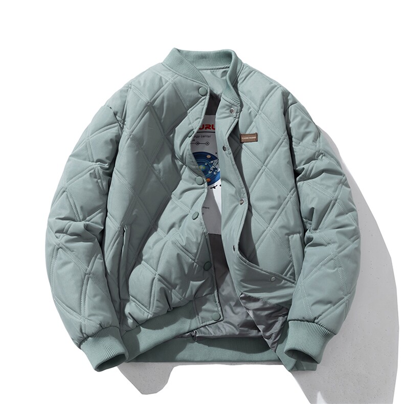 现货3色菱格纹棒球领棉服,男装棉衣,电商A105