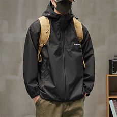 冲锋衣连帽夹克男宽松落肩纯色上衣外套DSA157B-JK727-P58，男装夹克，电商A157B