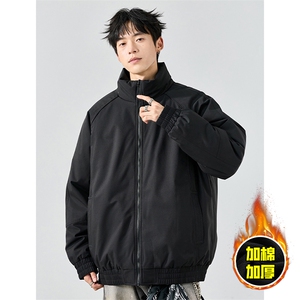 现货美式高街休闲棉衣夹克三防立领纯色户外工装加厚棉服外套图片