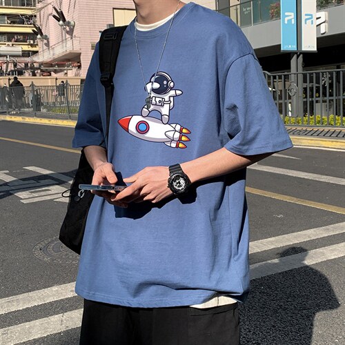 DX17158-P20纯棉短袖t恤男大码半袖打底衫宽松体恤衫港风，男装T恤，电商A040