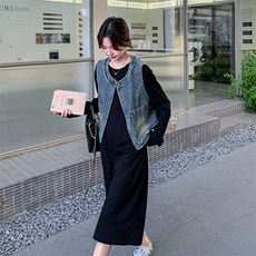 现货~~！！懒惰风牛仔外套连衣裙两件套P135188，女装套装/套裙，2C262