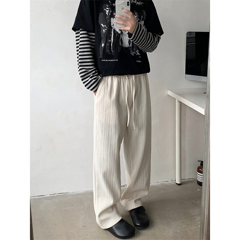 麦穗纹休闲裤男款春季阔腿运动卫裤男生直筒宽松男士裤子K178，男装休闲裤，星座1116A-1（原606A）