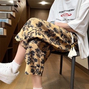 夏季冰丝印花风七分裤男士中裤水墨休闲裤潮流A266-KZ772-P50