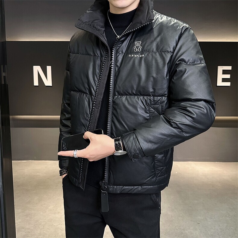 皮羽绒服男2024新款立领小熊刺绣羽绒外套B240-YR18916-P175,男装羽绒服,电商B240