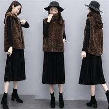 马甲女2021冬季新款韩版休闲外搭仿皮草外套时尚獭兔毛马夹上衣潮，女装皮草，素月