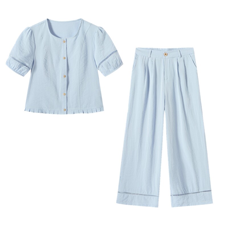 现货2026年夏季时尚休闲套装女夏季新款设计感两件套,女装套装/套裙,沐七七
