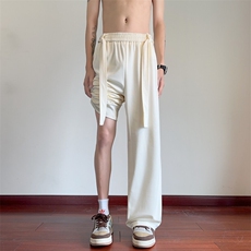 夏季新款休闲裤男纯色织带冰丝裤小众百搭长裤CK3518-P45控68，男装休闲裤，星座209-2