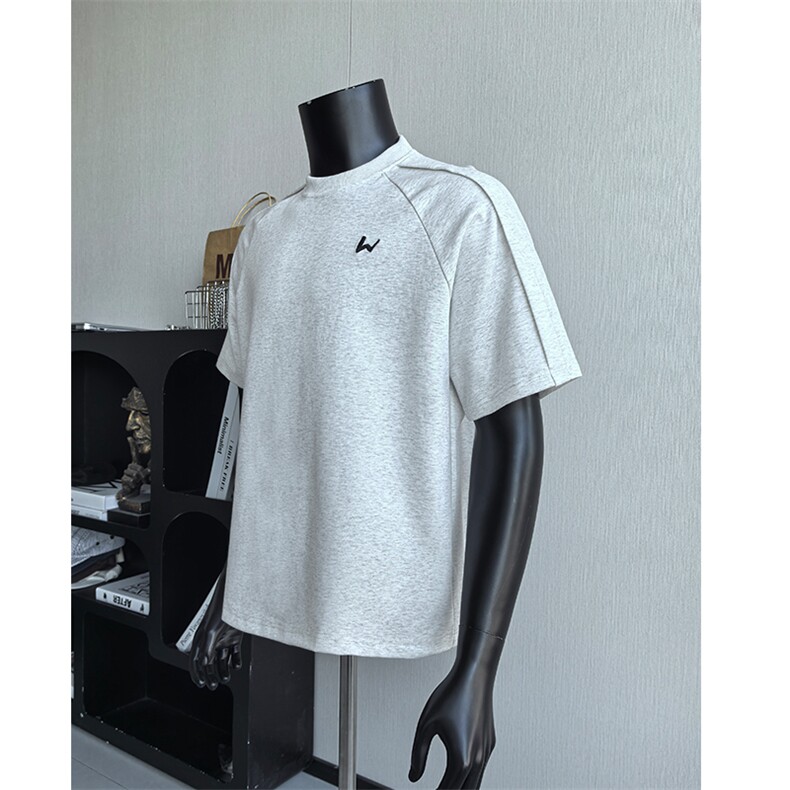 解构正肩短袖男款设计感高级品质刺绣大码T恤25XT77318特批30，男装T恤，电商A042