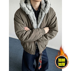 现货高品质美式高街冬季重磅狼王座山雕毛毛领棉衣男女款加厚外套，男装棉衣，电商A486