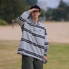 2024春条纹长袖Polo衫T1131P68控88，男装Polo衫，电商A138B