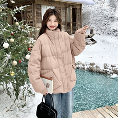 现货：冬季新款复古立领休闲面包羽绒服50绒2C135-8958P285K428，女装羽绒服，2C135