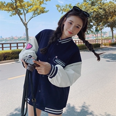 2026秋冬新款藏青色毛呢撞色拼接重工刺绣外套女182-8509P190K268，女装毛呢外套，帛香坊