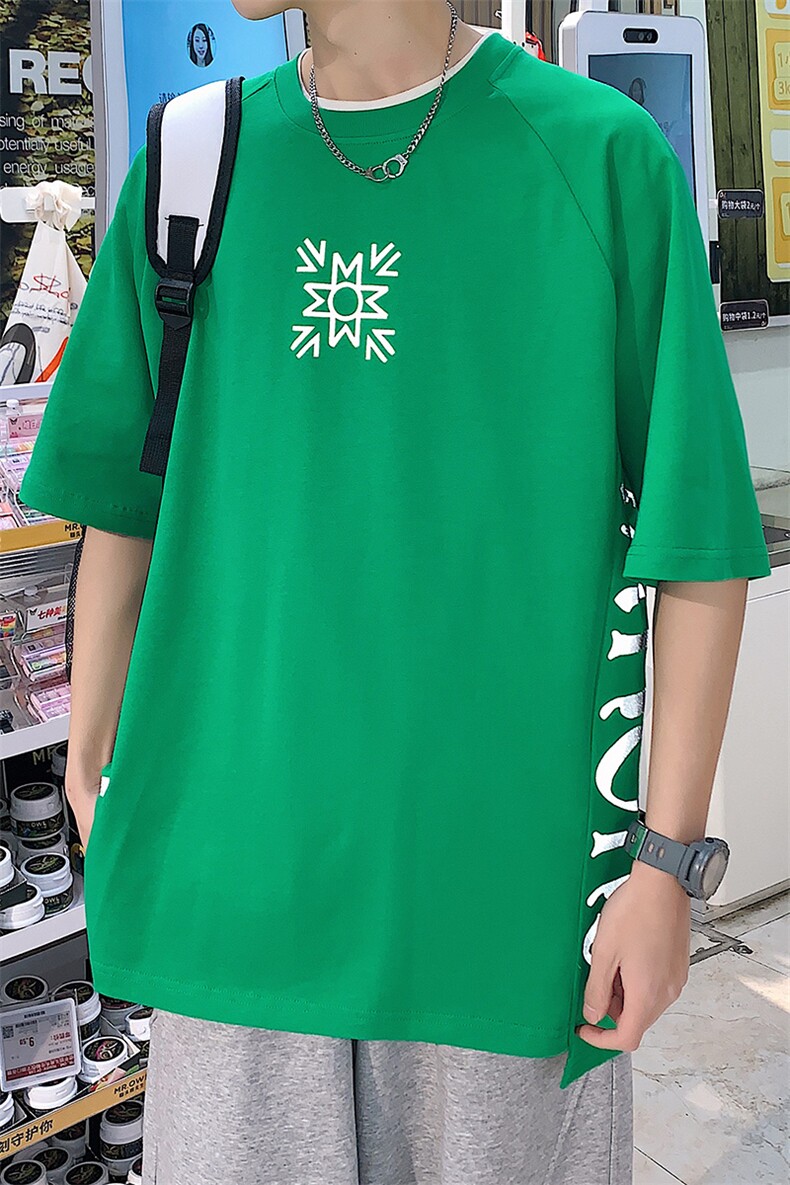 夏装港风纯棉立体T恤圆领创意印花短袖男女同款1577-P38控价58,男装T恤,电商A441-1