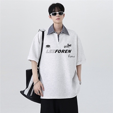 撞色拼接cleanfit假两件翻领运动Polo衫短袖痞帅炸街t恤T170-P48，男装T恤，电商C307