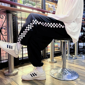 现货2025春装宽松休闲束脚港风宽松休闲裤男装运动裤DM91-P40
