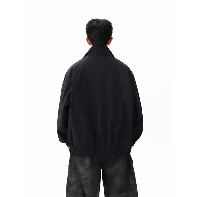 得物二开2025秋装撞色双拉头拉链夹克运动户外薄外套JK005-特P52,男装夹克,电商042