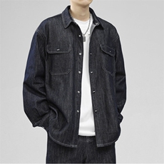 蓝色牛仔外套春夏百搭时尚衬衫长袖舒适款CC150特批：75：129，男装衬衫，星座718