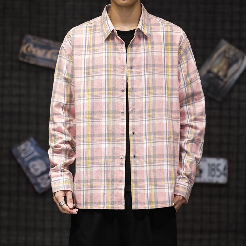 棉男士新款休闲高品质四色格子衬衫衬衣228-1022-P35,男装衬衫,星座228