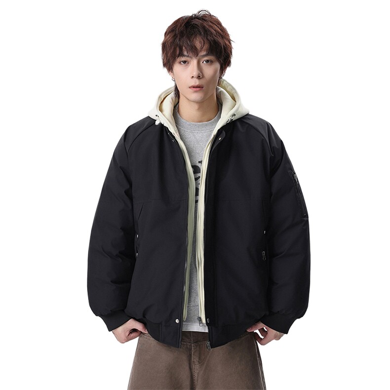 新款冬季大码羽绒棉服棉袄连帽假两件韩版宽松外套A436-2583-P95,男装棉衣,电商A436