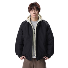 新款冬季大码羽绒棉服棉袄连帽假两件韩版宽松外套A436-2583-P95，男装棉衣，电商A436