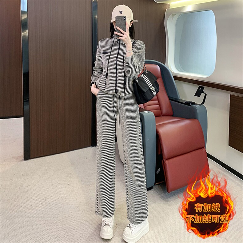 女秋季时尚洋气小个子开衫卫衣阔腿裤两件套，女装套装/套裙，江南