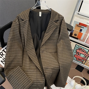 港风春款男西服条纹拼色二粒扣大口袋休闲西装夹克外套JAK18 P60图片