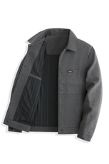 男士春秋款外套休闲百搭夹克衫翻领秋装上衣爸爸外套商务简约男装，男装夹克，钱塘6003（原4033）