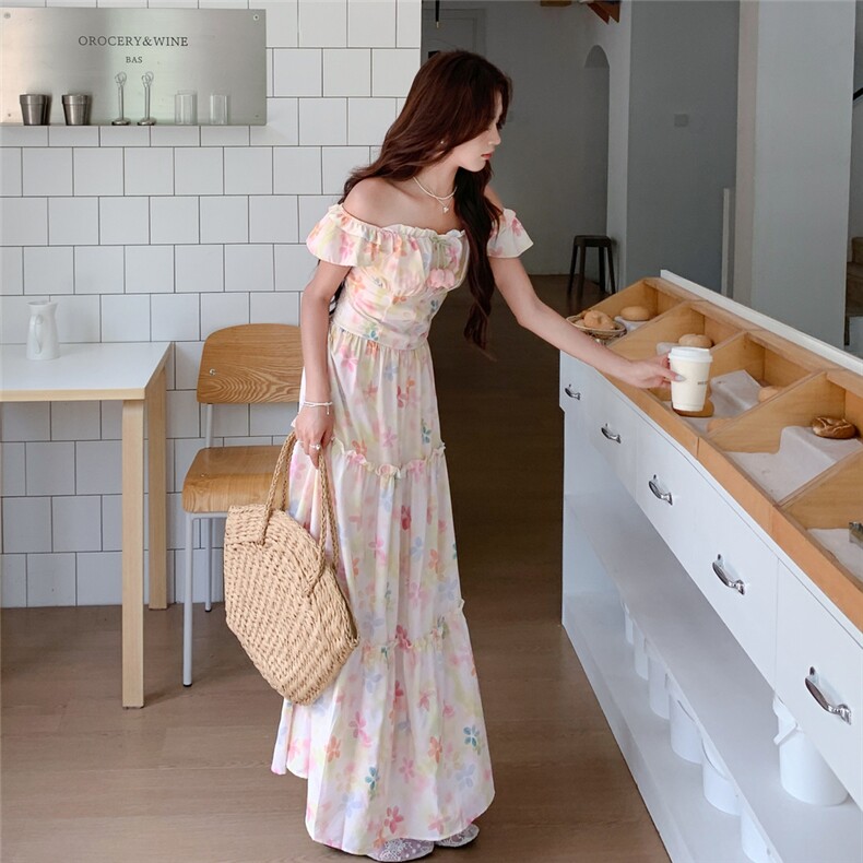 【夏日度假风】温柔甜美显瘦法式碎花连衣长裙A229-1-P125-k185,女装连衣裙,2D148