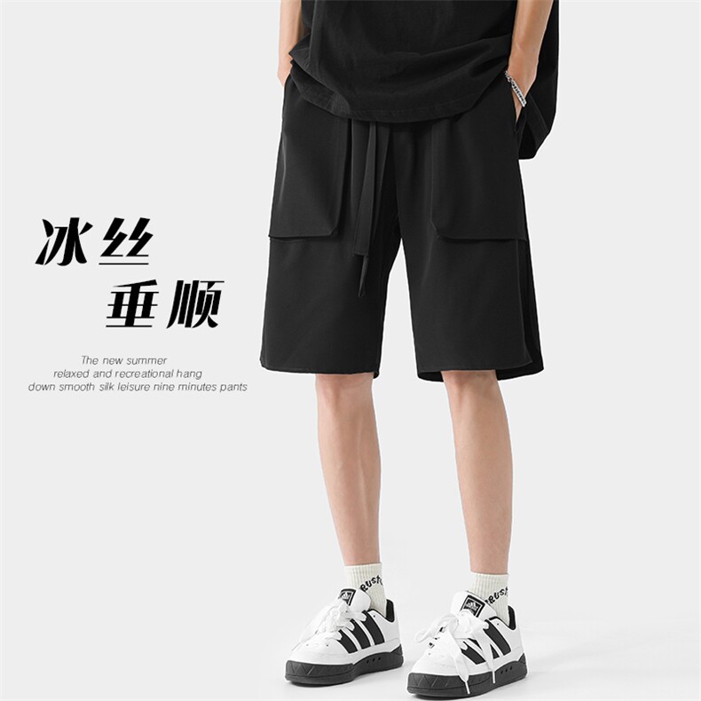 特P25无差价夏季大码凉感冰丝裤男显高显瘦垂感宽松运动短裤DK85图片