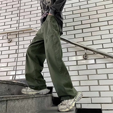 工装休闲裤男韩版潮流高街帅气直筒裤子2024夏季ins长裤K4921-P55，男装休闲裤，星座412-3