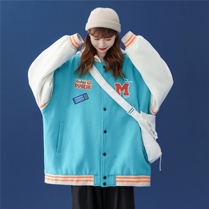 中性 春装衔接新款潮流宽松ins夹克棒球服情侣外套 G102 P75控98图片