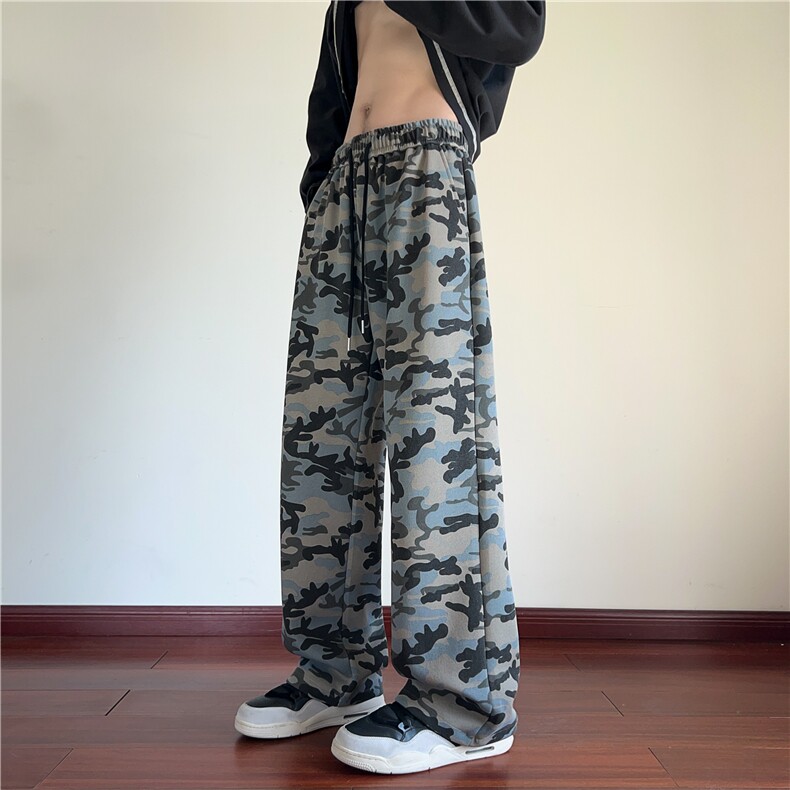 秋季美式复古迷彩休闲裤男宽松显高显瘦舒适卫裤 K2568*P40控68图片