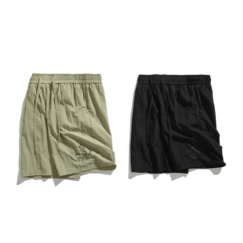 夏季新款风新中式竹子刺绣薄款宽松短裤B315-K24123-特p20控38,男装牛仔裤,电商B315