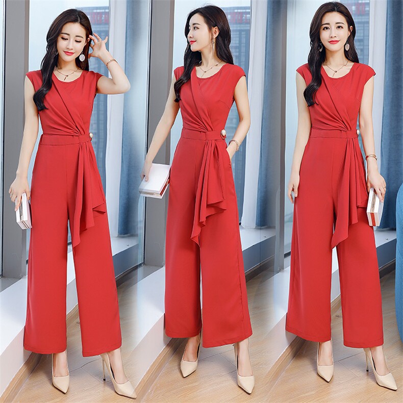 连衣裙中腰2022年夏季长裤连衣裤都市休闲纯色气质韩版，女装连体裤，时尚俏佳人