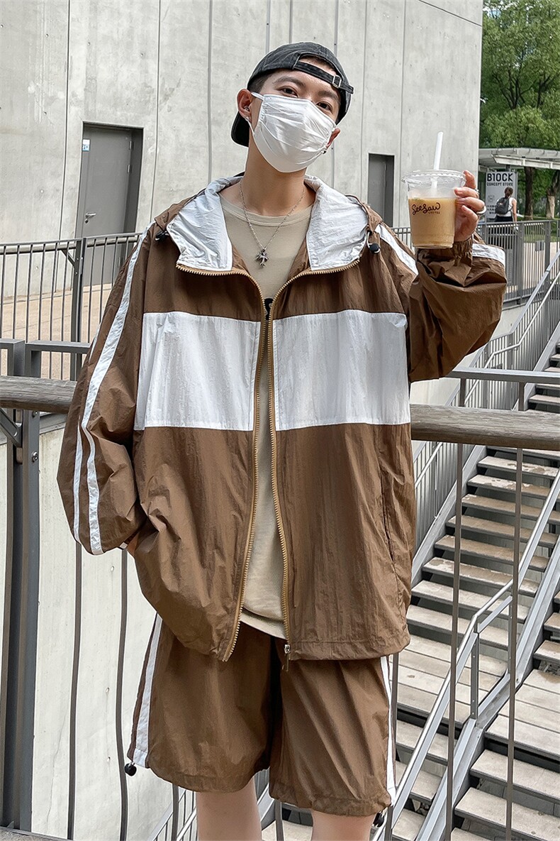 夏季时尚连帽防晒套装男运动风撞色防晒衣夹克XZ514-2-1606-P98,男装防晒衣,星座514-2(原B239)