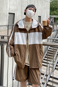 夏季时尚连帽防晒套装男 运动风撞色防晒衣夹克 XZ514-2-1606-P98图片