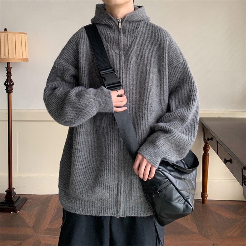 带帽毛衣开衫得物抖音主推宽松针织衫外套W600-p75,男装针织衫/毛衣,星座1212