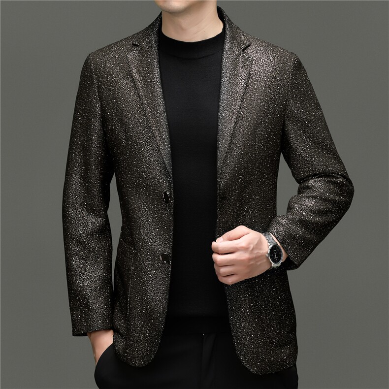 BG7103春秋款海宁真皮皮衣男头层绵羊皮外套印花商务休闲男士西服图片