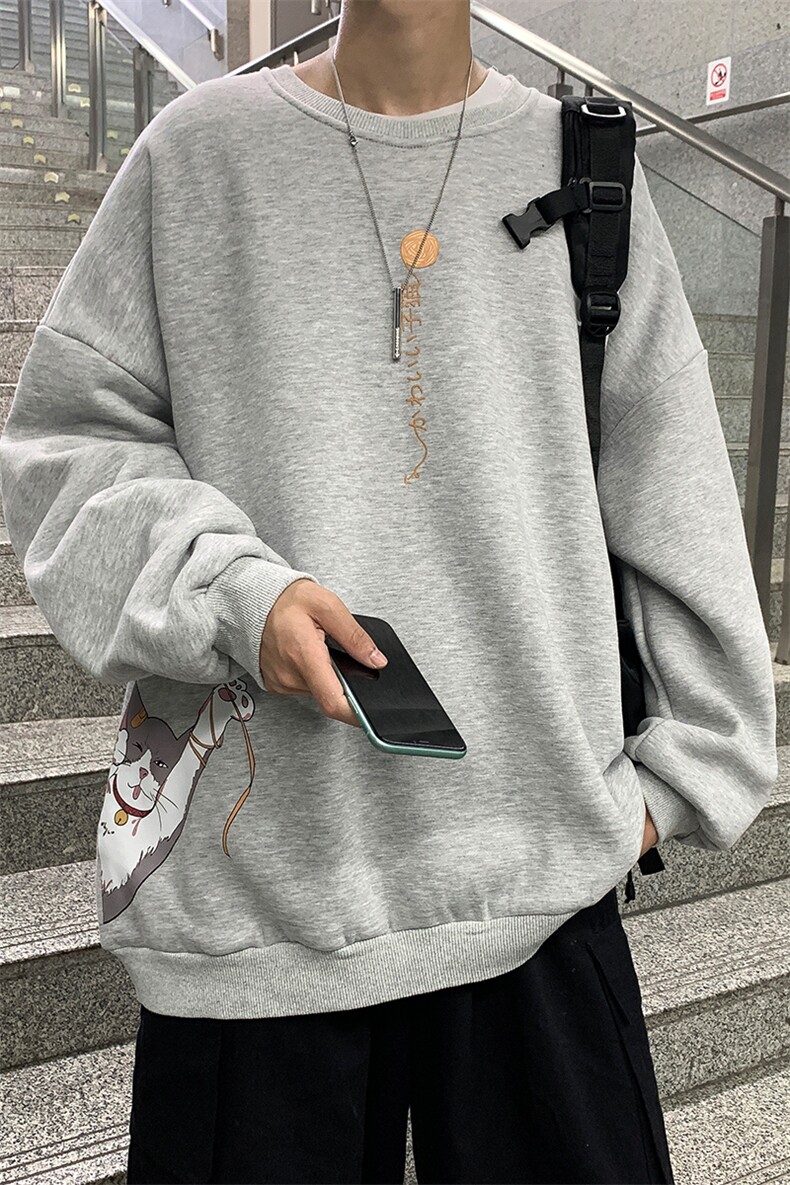 S6013-P35春季圆领卫衣男大码韩版宽松长袖外套男,男装卫衣,电商A040