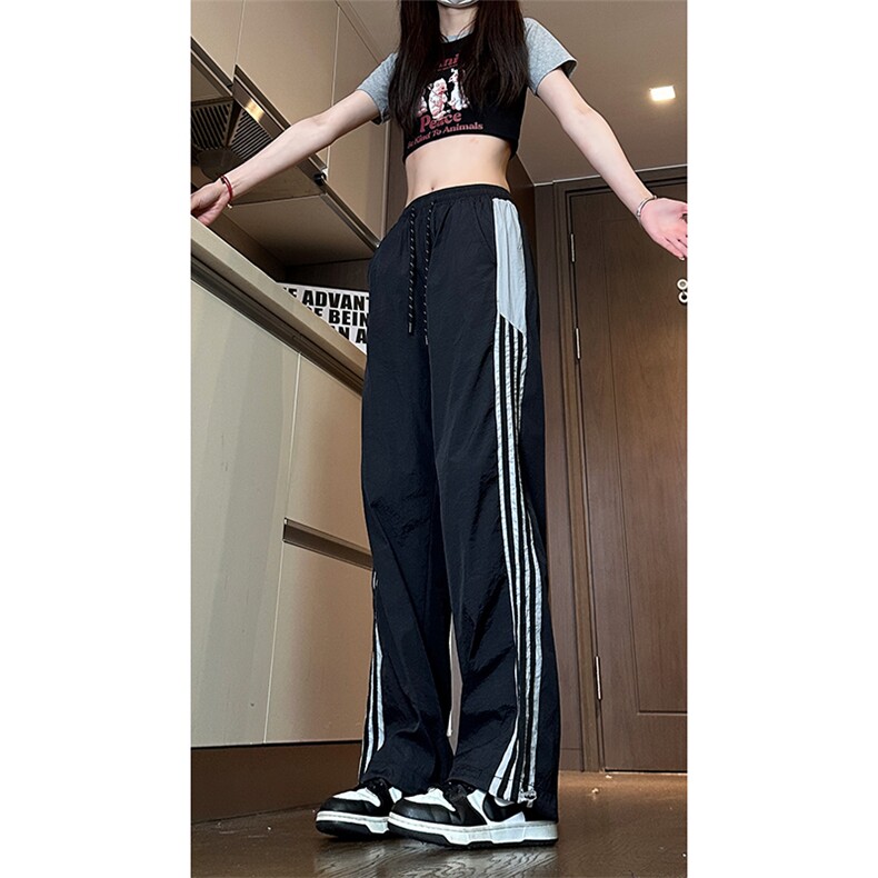 现货夏季速干情侣撞色拼接条纹休闲裤女运动长裤男K650-P45控68,男装休闲裤,星座205-5