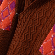 秋冬新款针织重磅菱形格麻花开衫时尚百搭，女装针织衫/毛衣，亿嘉羊绒