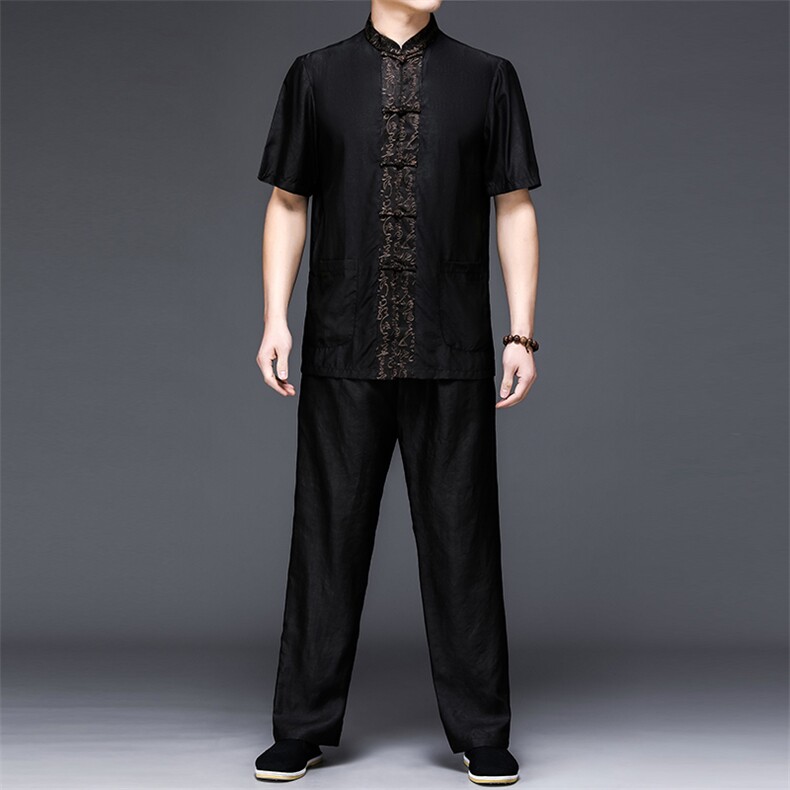 GBN8666夏季男式风唐装衬衫纯短袖爸爸装套装P600，男装民族服装，电商B360